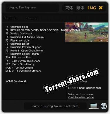 Vogue, The Explorer: Трейнер +14 [v1.7]