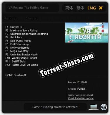 VR Regatta The Sailing Game: Трейнер +12 [v1.4]