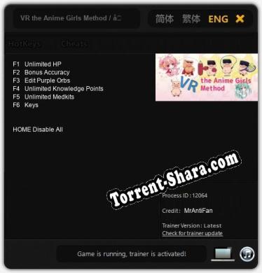 Трейнер для VR the Anime Girls Method / 全豚に告ぐ！これで痩せなきゃお前は終わりだ！ [v1.0.7]