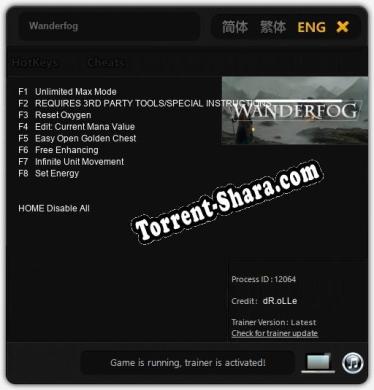 Трейнер для Wanderfog [v1.0.2]