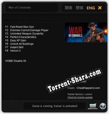 War of Criminals: Читы, Трейнер +8 [CheatHappens.com]