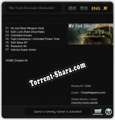 War Truck Simulator (Restocked): ТРЕЙНЕР И ЧИТЫ (V1.0.62)
