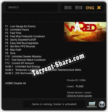 WARED: Трейнер +15 [v1.5]