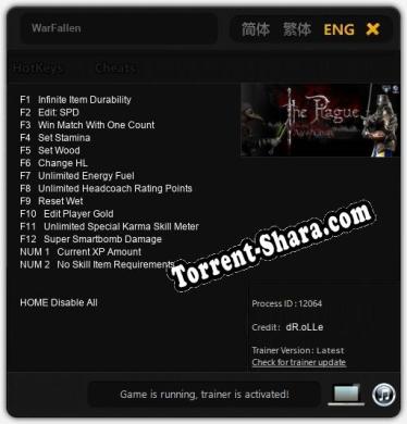 WarFallen: ТРЕЙНЕР И ЧИТЫ (V1.0.17)