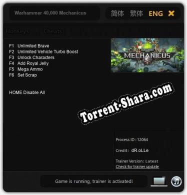 Warhammer 40,000 Mechanicus: ТРЕЙНЕР И ЧИТЫ (V1.0.18)