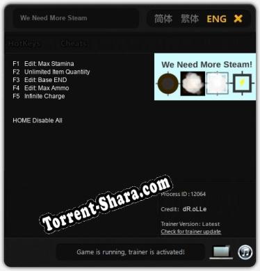 We Need More Steam: Трейнер +5 [v1.9]