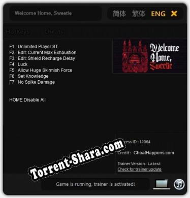 Welcome Home, Sweetie: Читы, Трейнер +7 [CheatHappens.com]