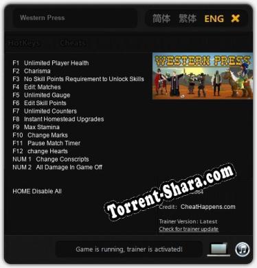 Western Press: Читы, Трейнер +14 [CheatHappens.com]