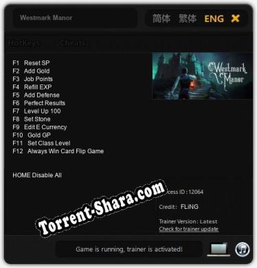 Westmark Manor: Трейнер +12 [v1.4]