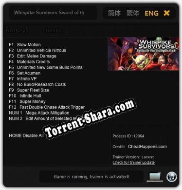 Whispike Survivors Sword of the Necromancer: Трейнер +14 [v1.9]