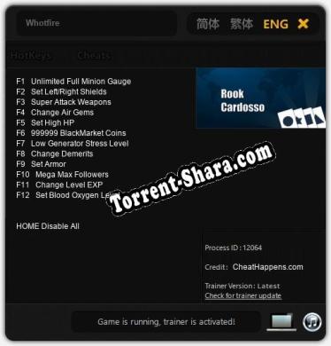 Трейнер для Whotfire [v1.0.8]