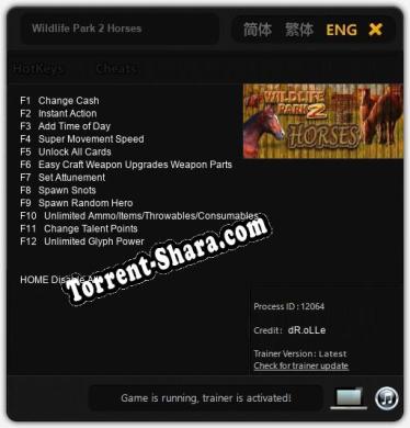 Трейнер для Wildlife Park 2 Horses [v1.0.5]