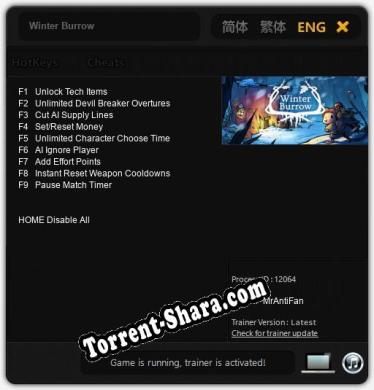 Winter Burrow: ТРЕЙНЕР И ЧИТЫ (V1.0.34)