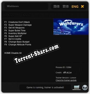 Трейнер для Wishfarers [v1.0.4]