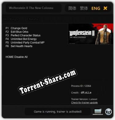 Wolfenstein II The New Colossus: ТРЕЙНЕР И ЧИТЫ (V1.0.88)