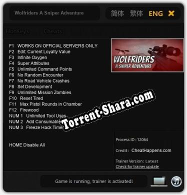 Трейнер для Wolfriders A Sniper Adventure [v1.0.9]
