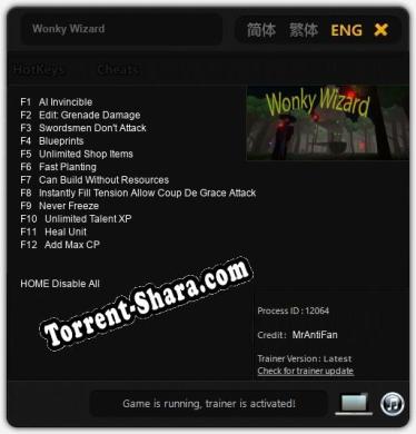 Трейнер для Wonky Wizard [v1.0.8]