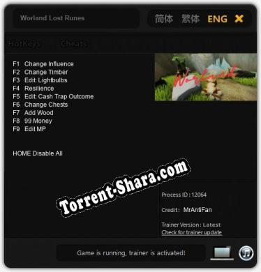 Трейнер для Worland Lost Runes [v1.0.3]