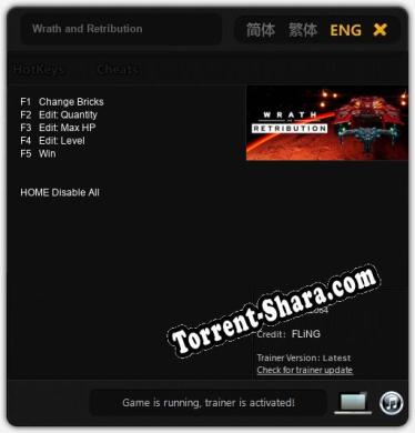 Трейнер для Wrath and Retribution [v1.0.7]