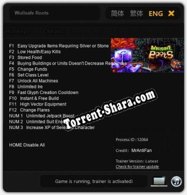 Трейнер для Wuilsafe Roots [v1.0.5]