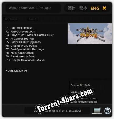 Трейнер для Wukong Survivors ： Prologue [v1.0.1]