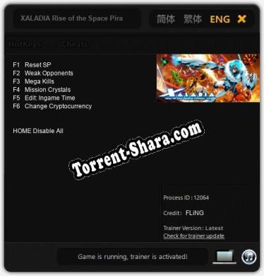 Трейнер для XALADIA Rise of the Space Pirates X2 [v1.0.7]