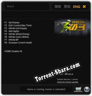 Xrun3: Трейнер +8 [v1.9]