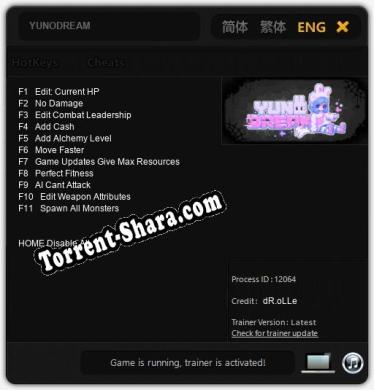 YUNODREAM: Читы, Трейнер +11 [dR.oLLe]