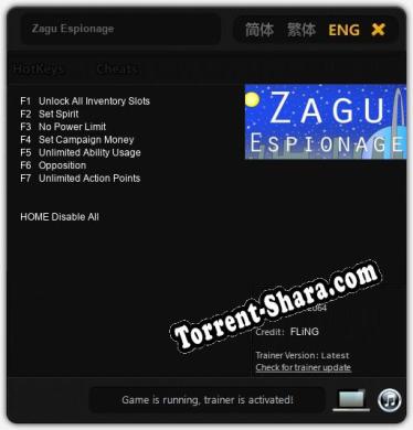 Zagu Espionage: Трейнер +7 [v1.3]