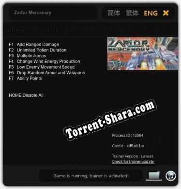 Трейнер для Zarlor Mercenary [v1.0.8]