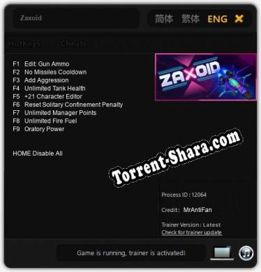Трейнер для Zaxoid [v1.0.5]
