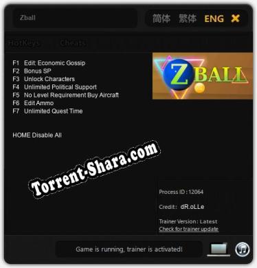 Zball: Трейнер +7 [v1.8]