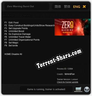 Zero Warning Burnt Out: Читы, Трейнер +9 [MrAntiFan]
