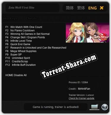 Zeta Wolf First Bite: Трейнер +12 [v1.8]